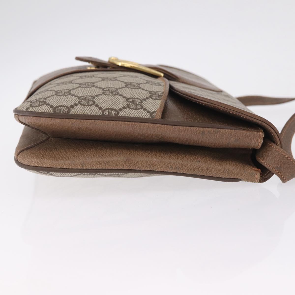 GUCCI GG Supreme Shoulder Bag PVC Beige Gold Auth BA16738