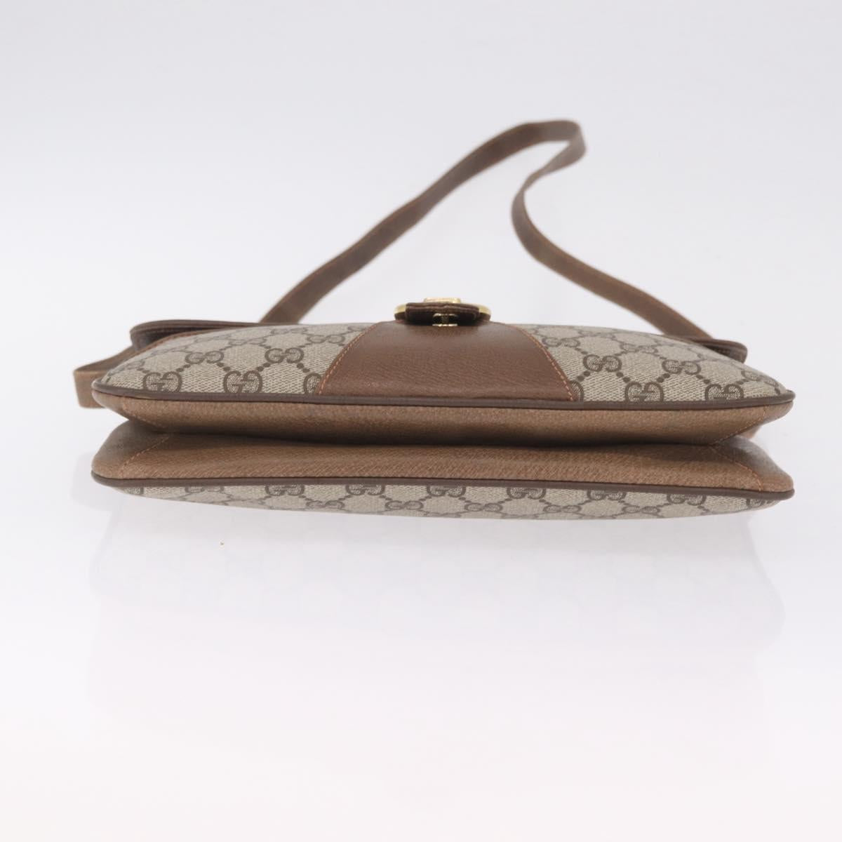 GUCCI GG Supreme Shoulder Bag PVC Beige Gold Auth BA16738