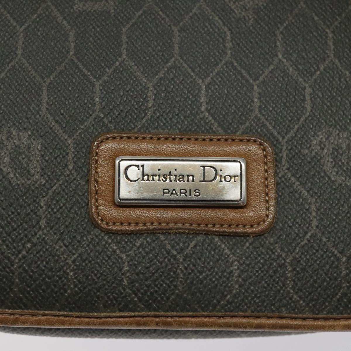 Christian Dior Honeycomb Canvas Shoulder Bag PVC Khaki Auth BA1674