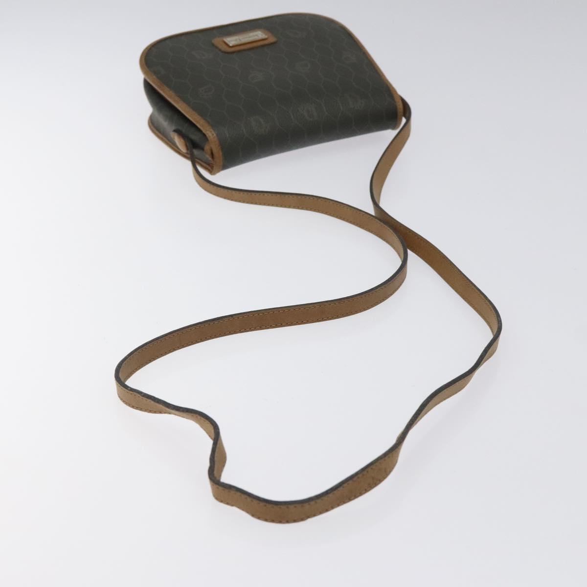 Christian Dior Honeycomb Canvas Shoulder Bag PVC Khaki Auth BA1674