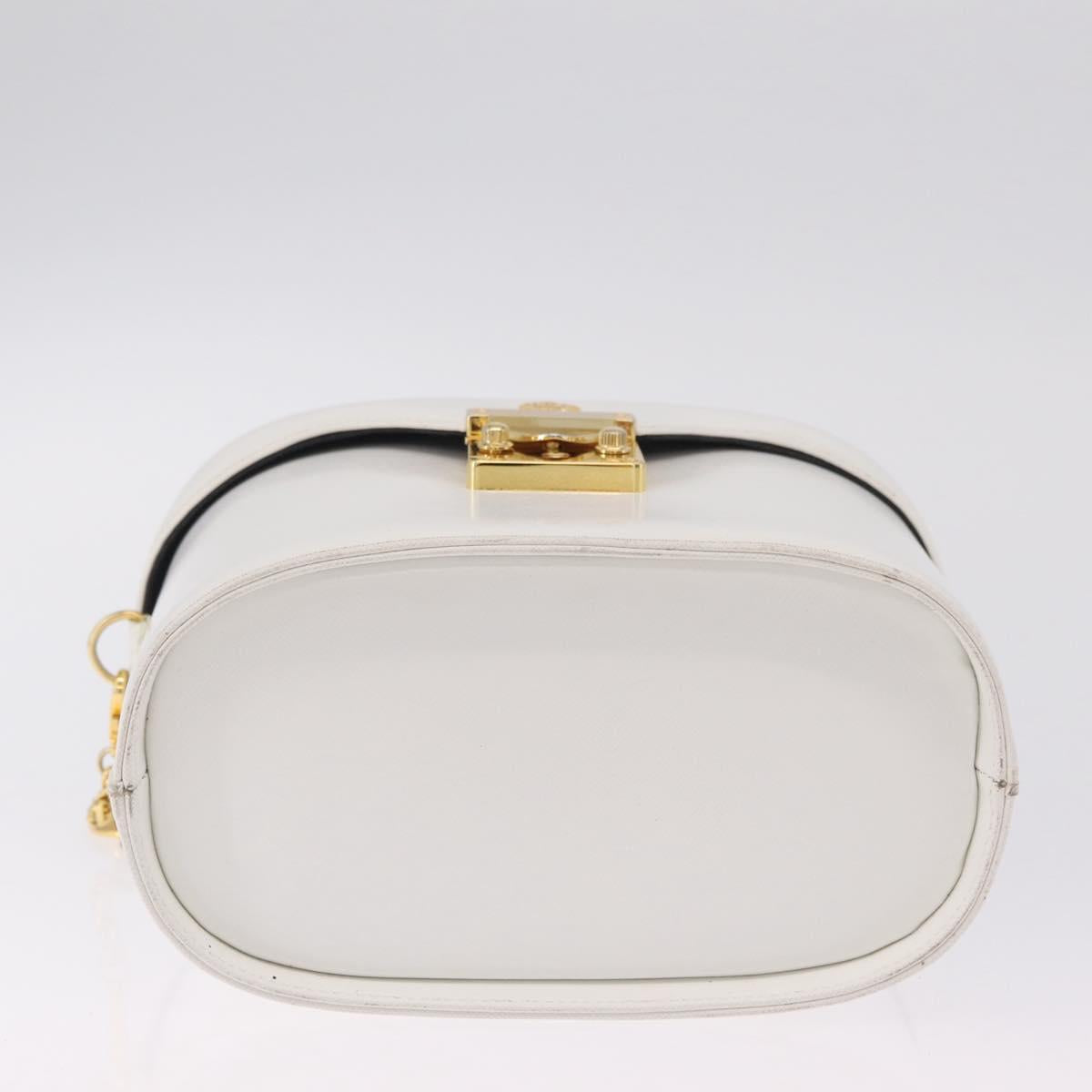 Gianni Versace Vanity Hand Bag Leather 2way White Gold Auth BA16741A