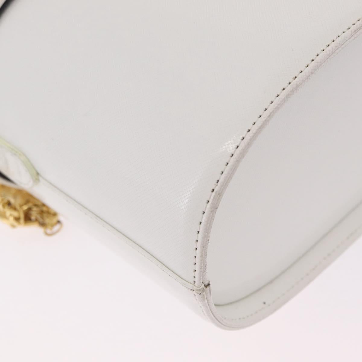 Gianni Versace Vanity Hand Bag Leather 2way White Gold Auth BA16741A