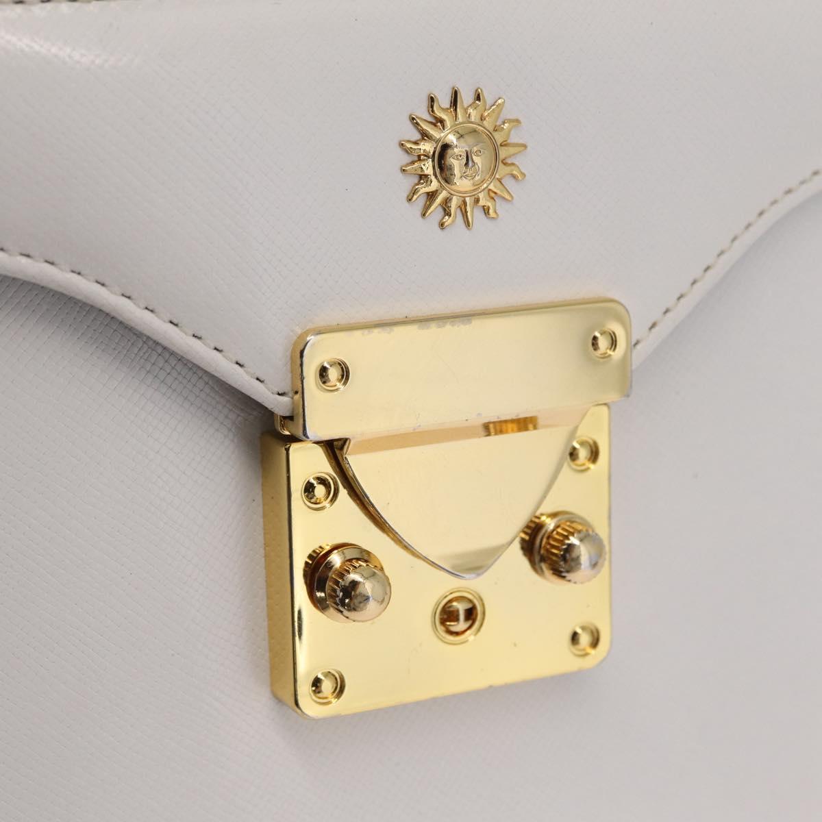 Gianni Versace Vanity Hand Bag Leather 2way White Gold Auth BA16741A