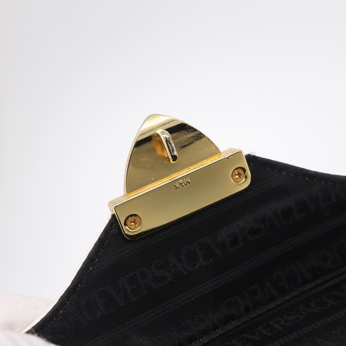 Gianni Versace Vanity Hand Bag Leather 2way White Gold Auth BA16741A