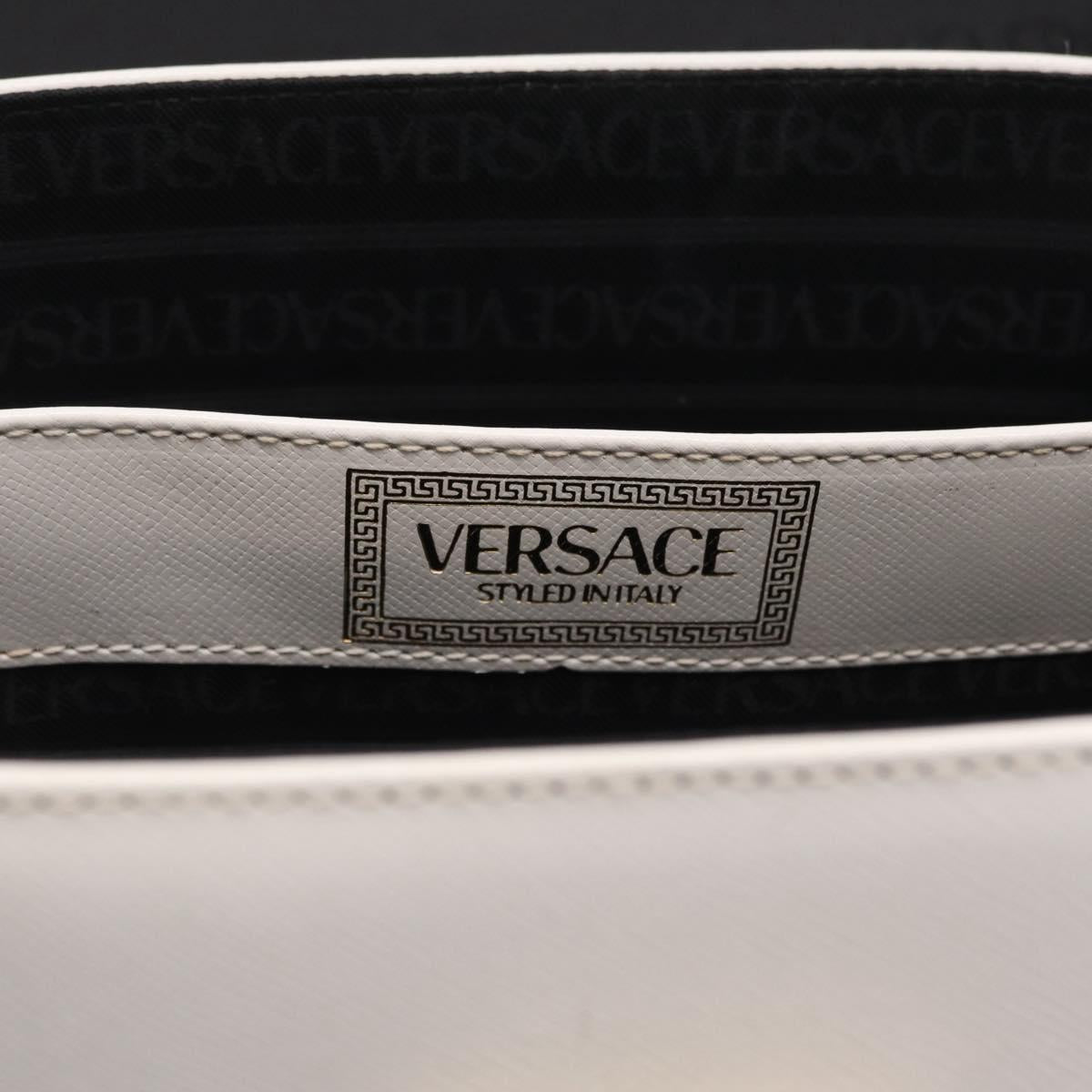 Gianni Versace Vanity Hand Bag Leather 2way White Gold Auth BA16741A