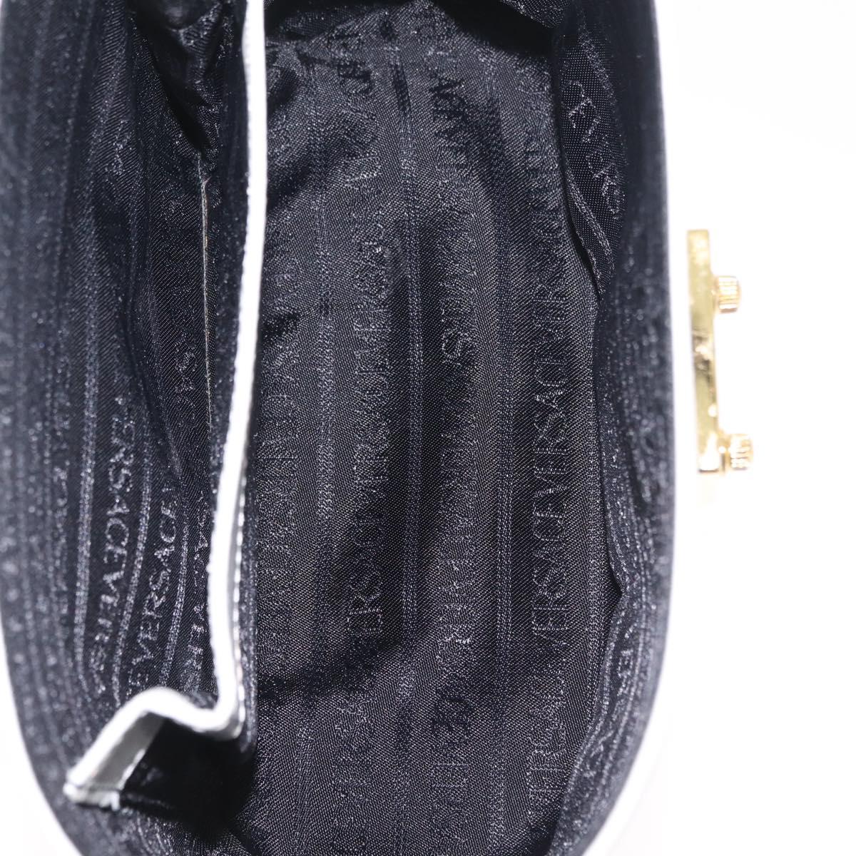 Gianni Versace Vanity Hand Bag Leather 2way White Gold Auth BA16741A