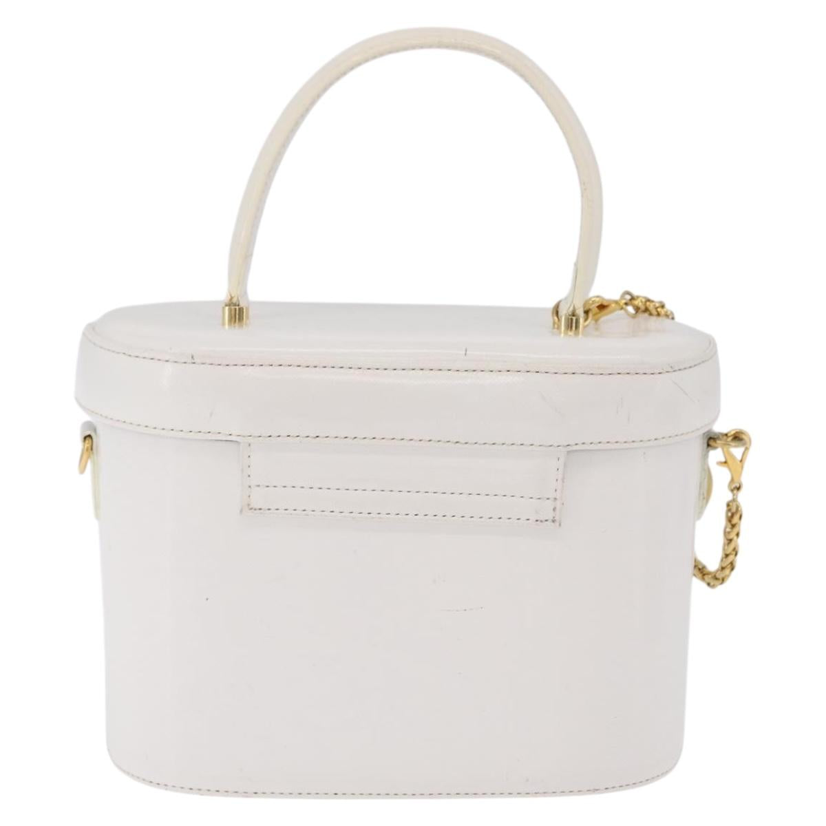 Gianni Versace Vanity Hand Bag Leather 2way White Gold Auth BA16741A