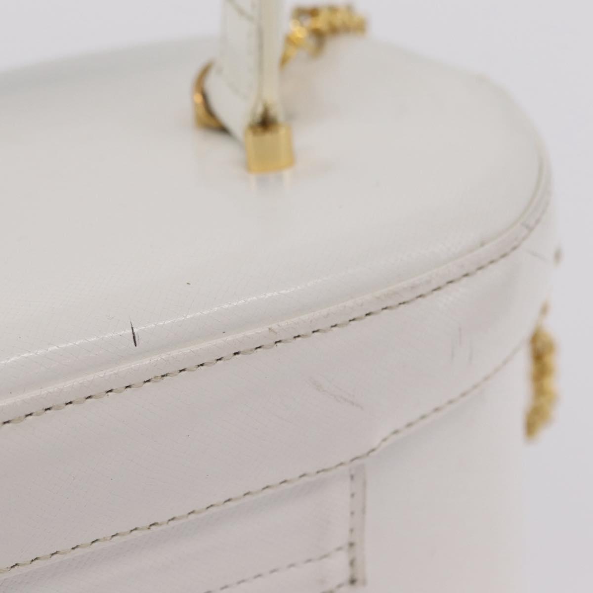 Gianni Versace Vanity Hand Bag Leather 2way White Gold Auth BA16741A