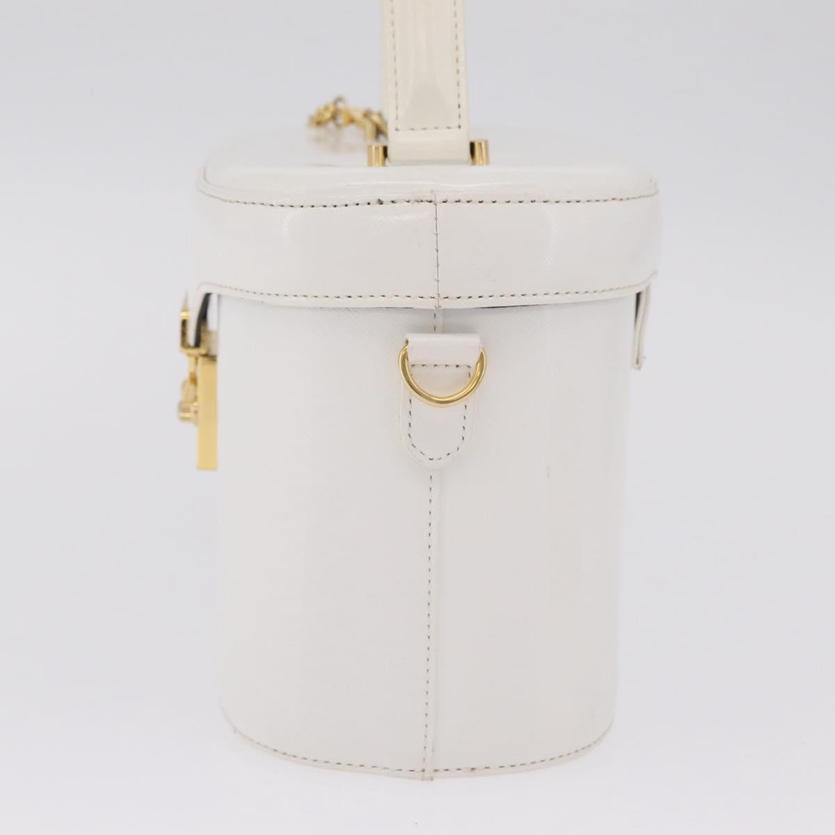 Gianni Versace Vanity Hand Bag Leather 2way White Gold Auth BA16741A