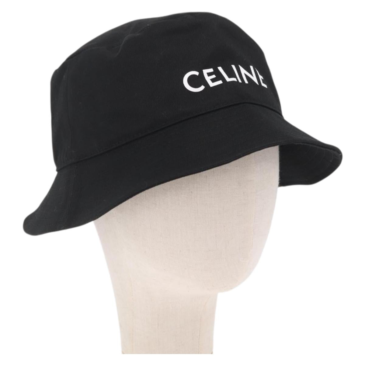 CELINE Bucket Hat Canvas L Black Auth BA16743M