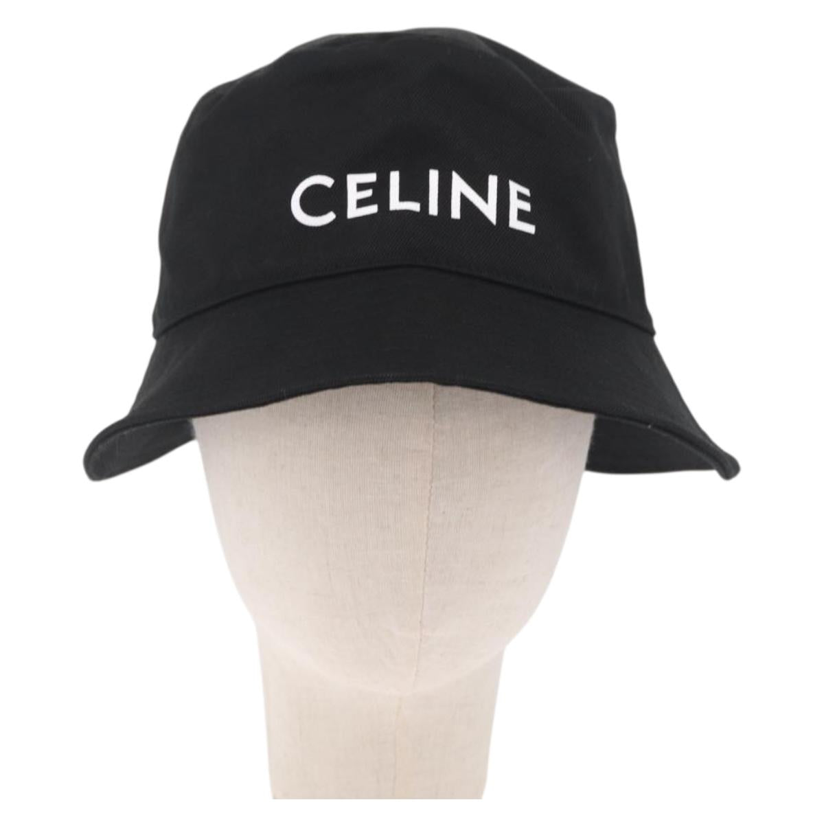 CELINE Bucket Hat Canvas L Black Auth BA16743M