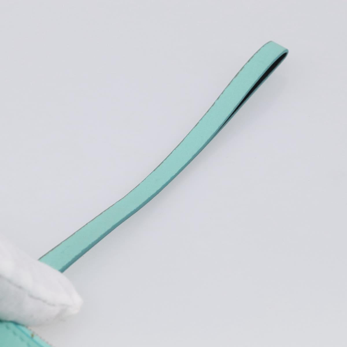 Tiffany & Co. Coin Purse Leather Light Blue Silver Auth BA16754A