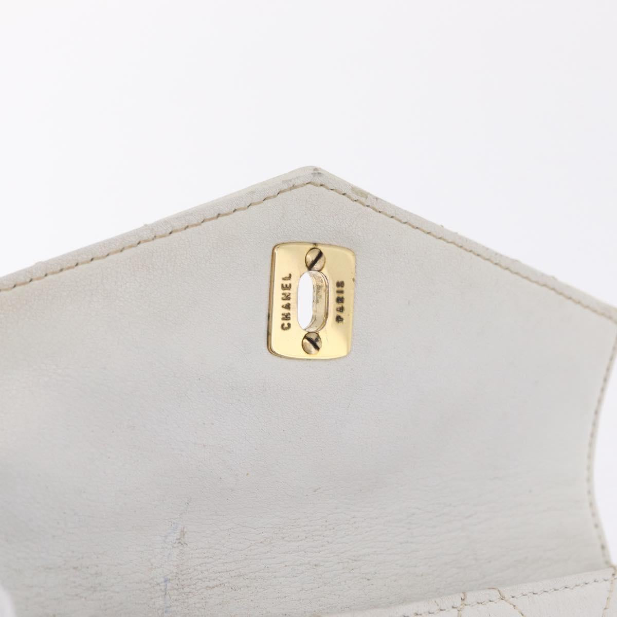 CHANEL Matelasse Waist Bag Lamb Skin White Gold CC Auth BA16757