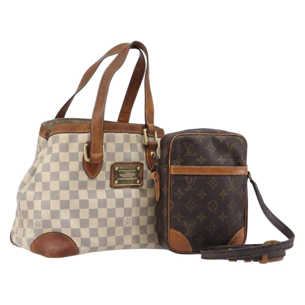 LOUIS VUITTON Monogram Damier Azur Hand Bag 2 Set LV Auth BA16768