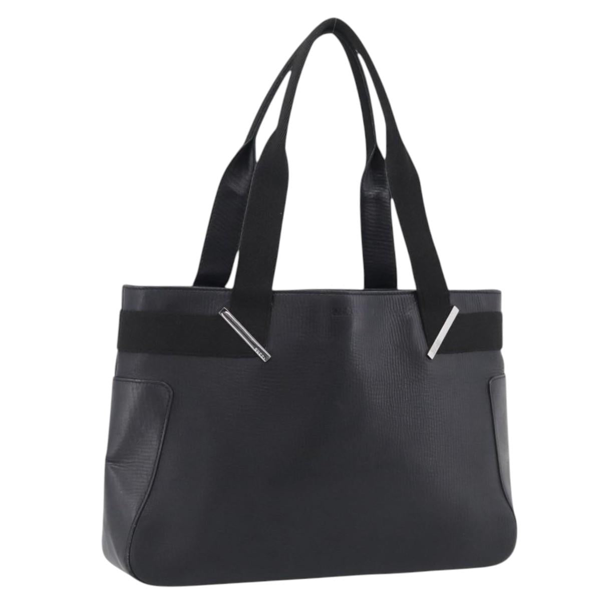 GUCCI Hand Bag Leather Black Silver 73983 Auth BA16769