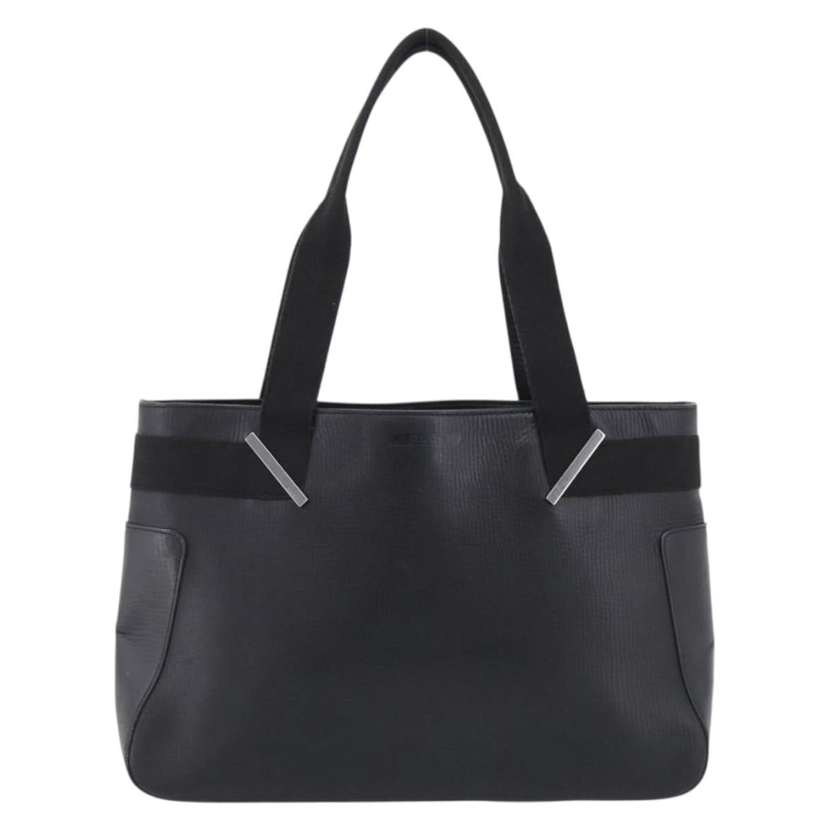 GUCCI Hand Bag Leather Black Silver 73983 Auth BA16769