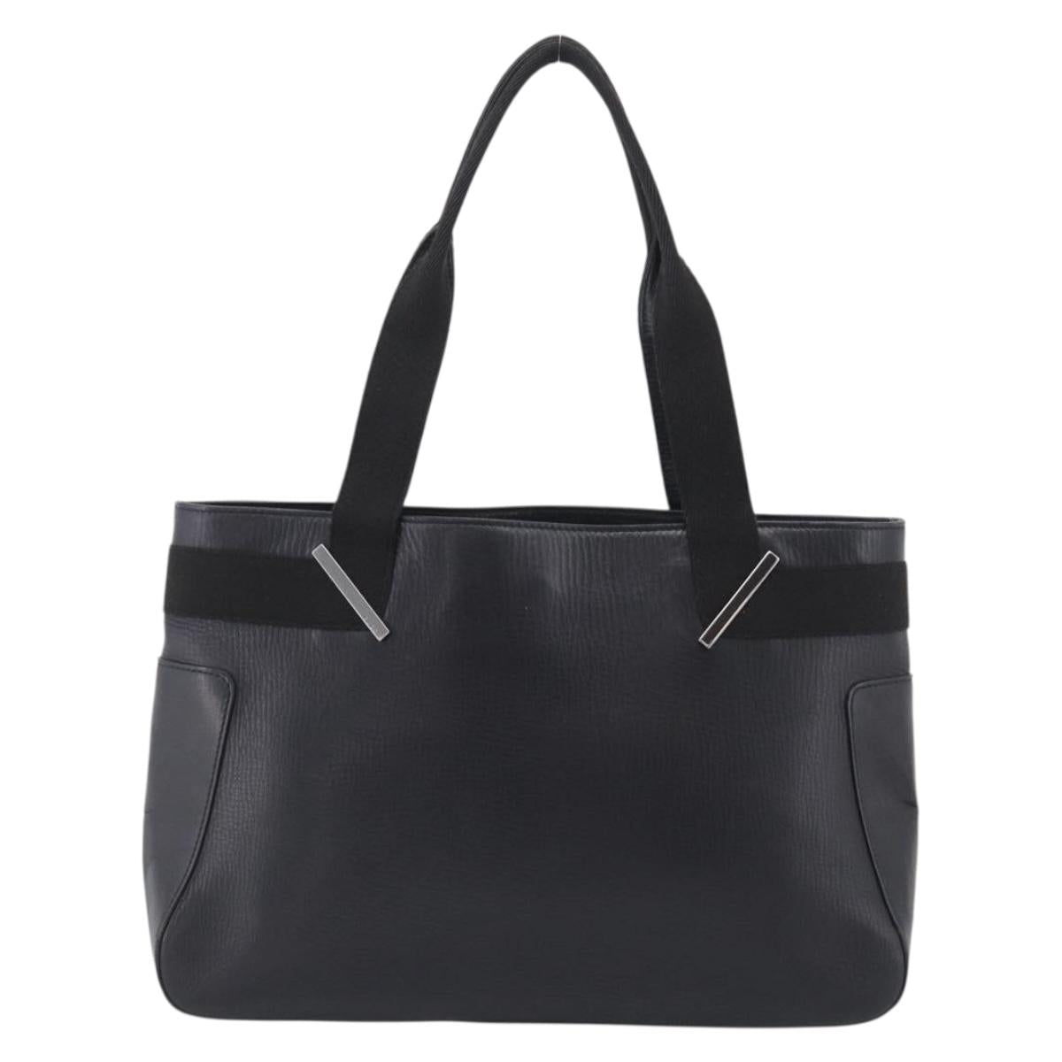 GUCCI Hand Bag Leather Black Silver 73983 Auth BA16769