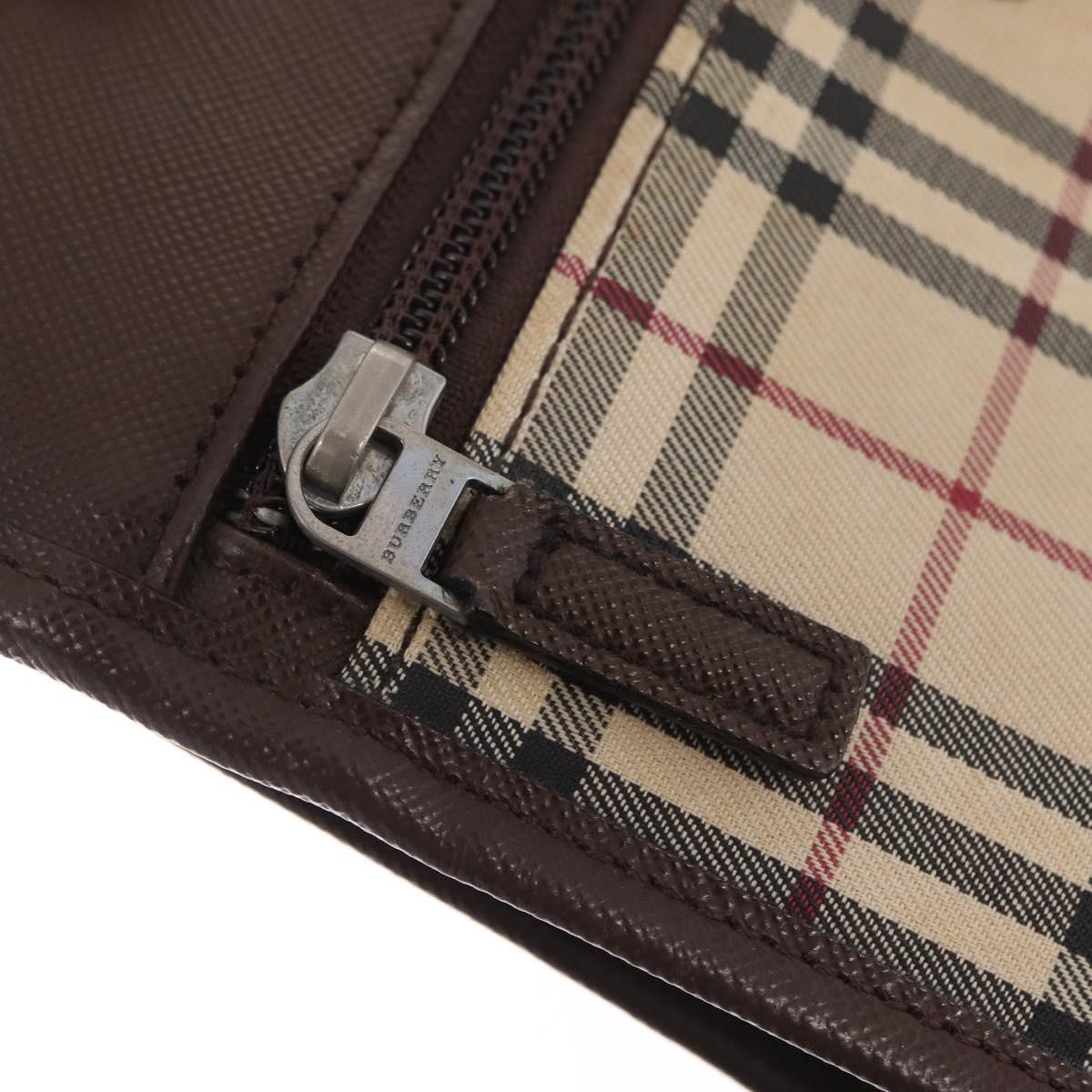 BURBERRY Nova Check Shoulder Bag Canvas Beige Silver Auth BA16771