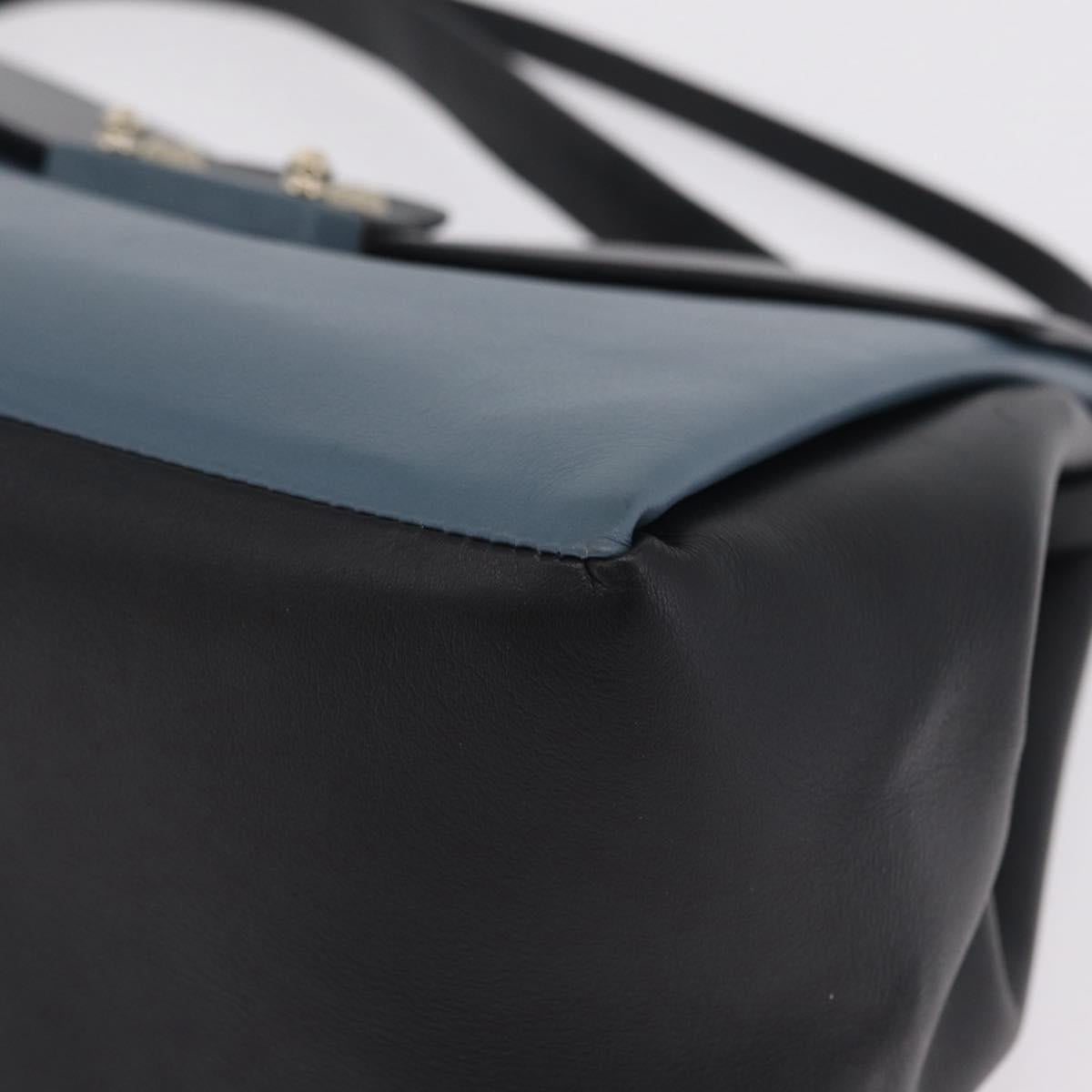 Valentino Hand Bag Leather 2way Gray Gold Tone Auth BA16776A