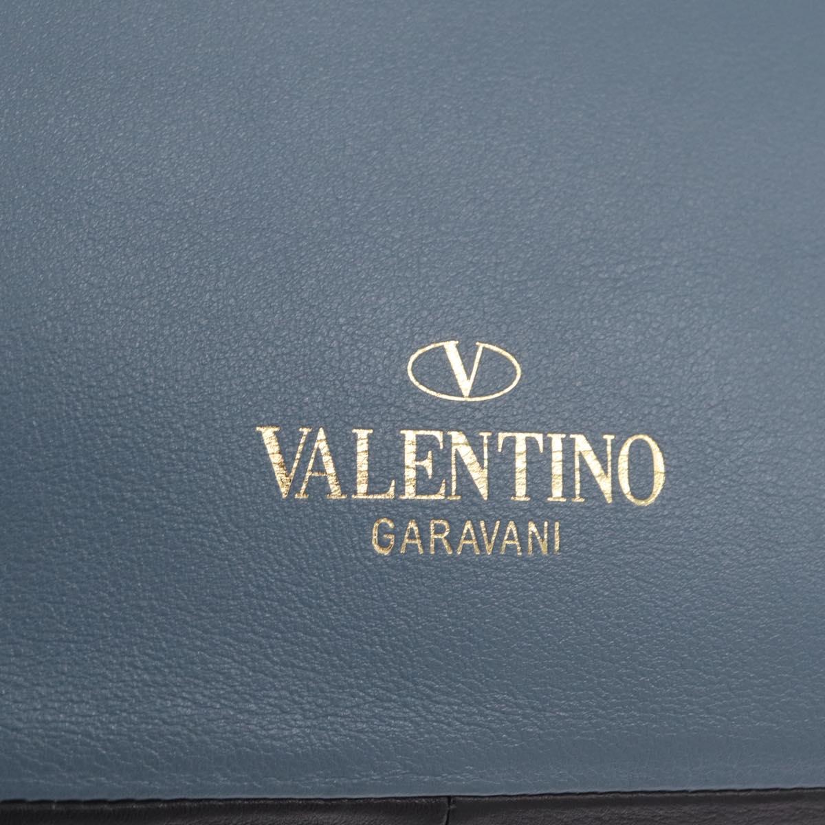 Valentino Hand Bag Leather 2way Gray Gold Tone Auth BA16776A