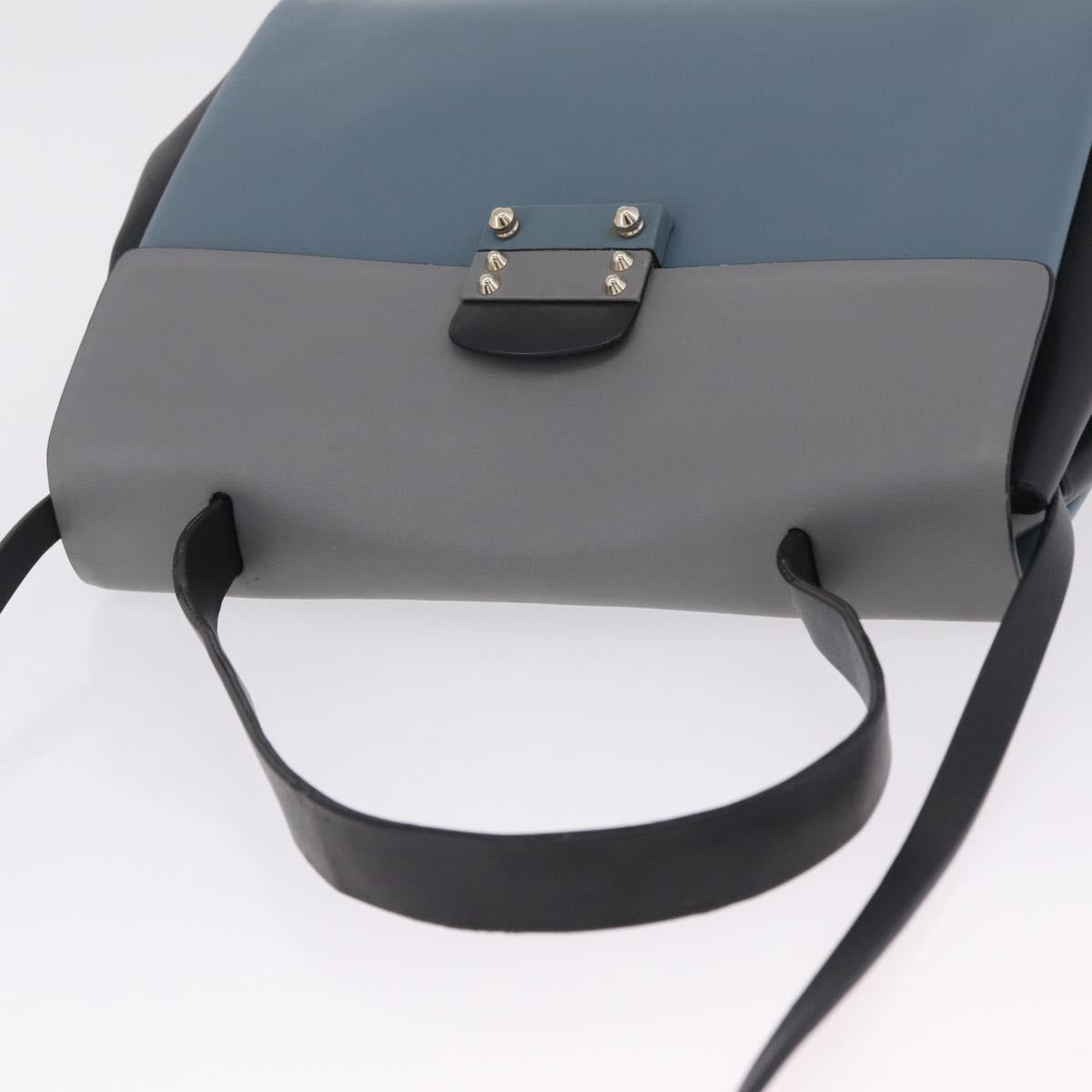 Valentino Hand Bag Leather 2way Gray Gold Tone Auth BA16776A