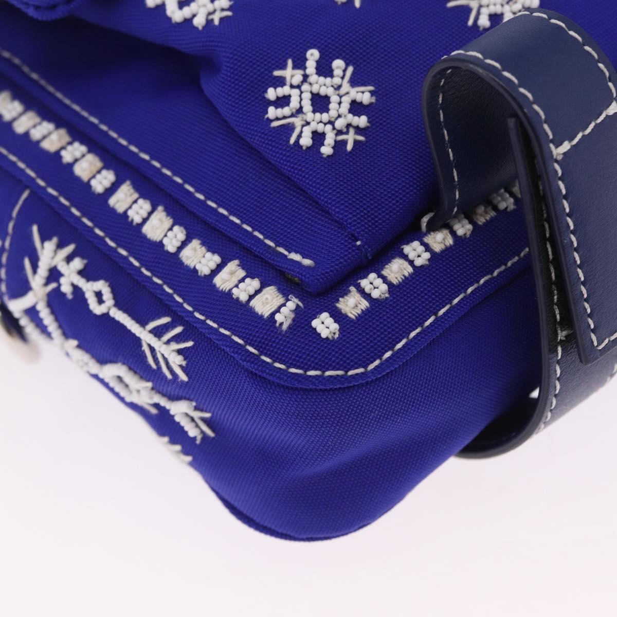 Valentino Shoulder Bag Canvas Blue Silver Auth BA16778V