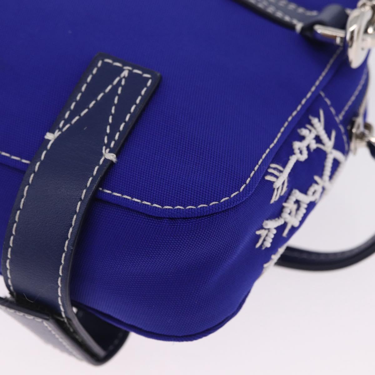 Valentino Shoulder Bag Canvas Blue Silver Auth BA16778V
