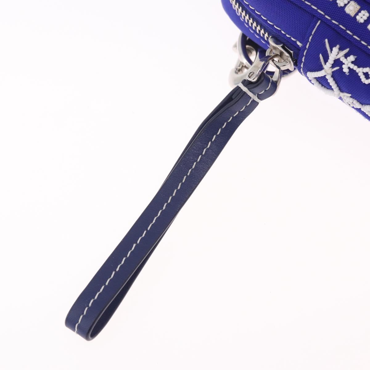 Valentino Shoulder Bag Canvas Blue Silver Auth BA16778V