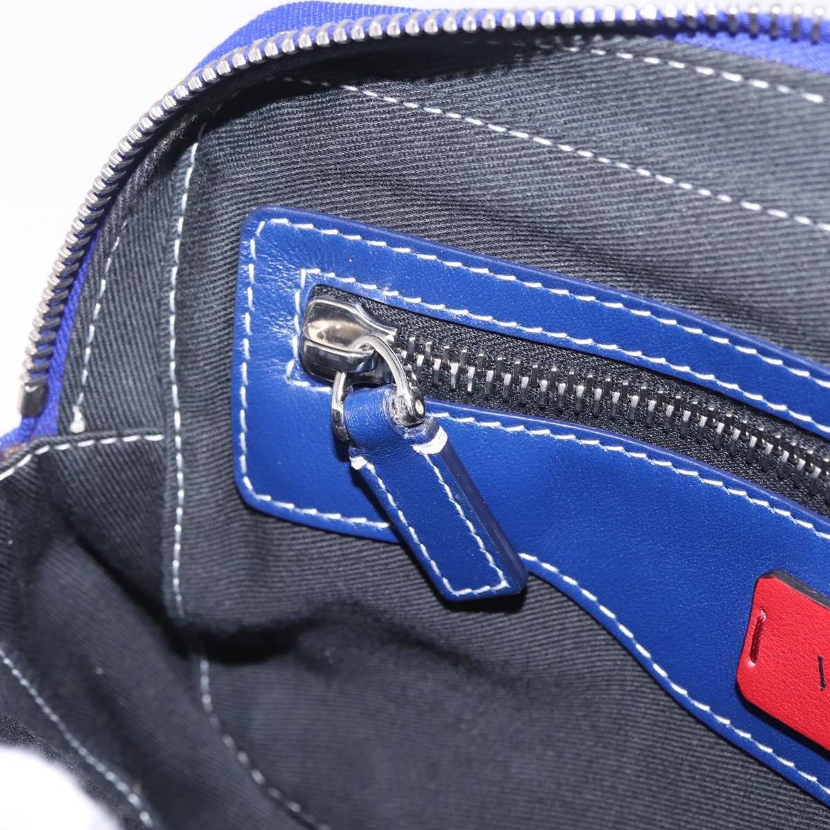 Valentino Shoulder Bag Canvas Blue Silver Auth BA16778V
