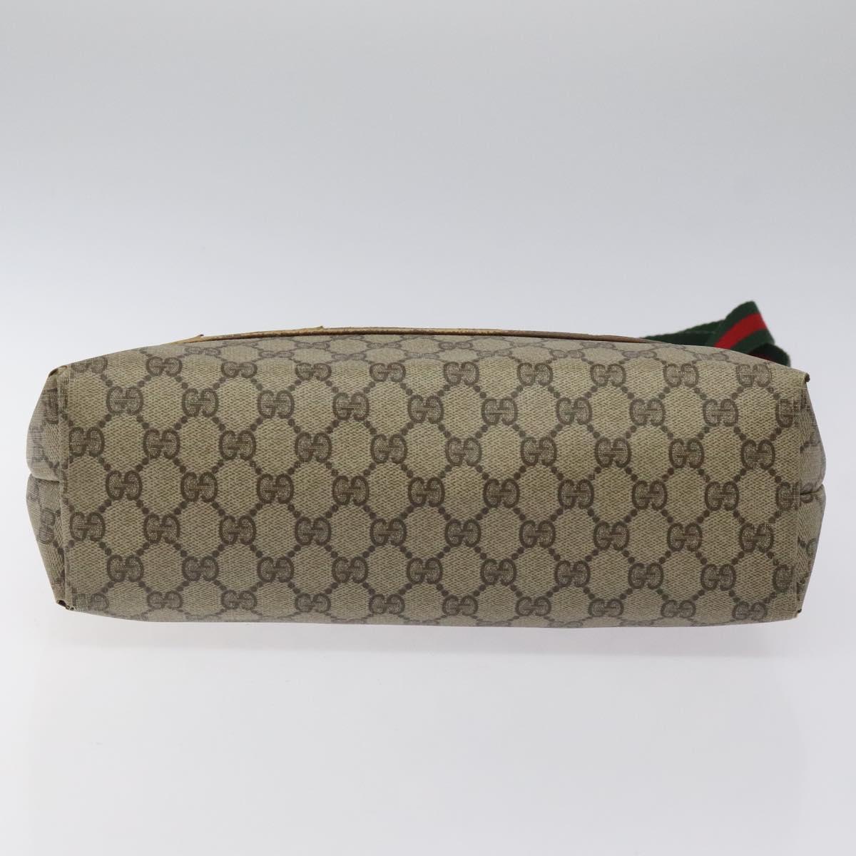 GUCCI GG Supreme Web Sherry Line Tote Bag PVC Beige Gold 39 02 003 Auth BA1678