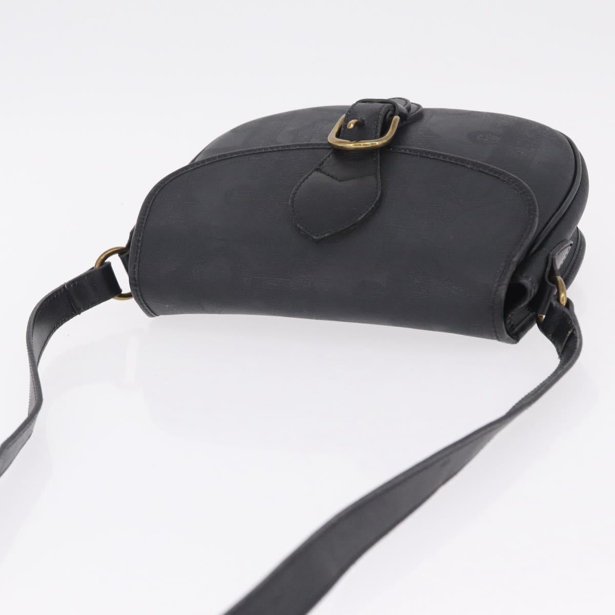 Christian Dior Trotter Shoulder Bag PVC Black Gold Tone Auth BA16780
