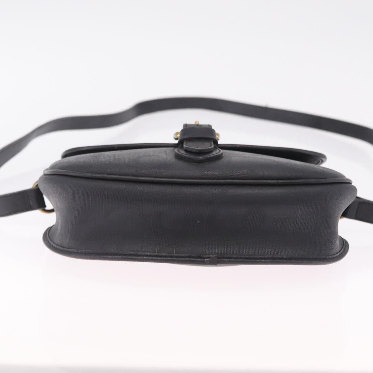 Christian Dior Trotter Shoulder Bag PVC Black Gold Tone Auth BA16780