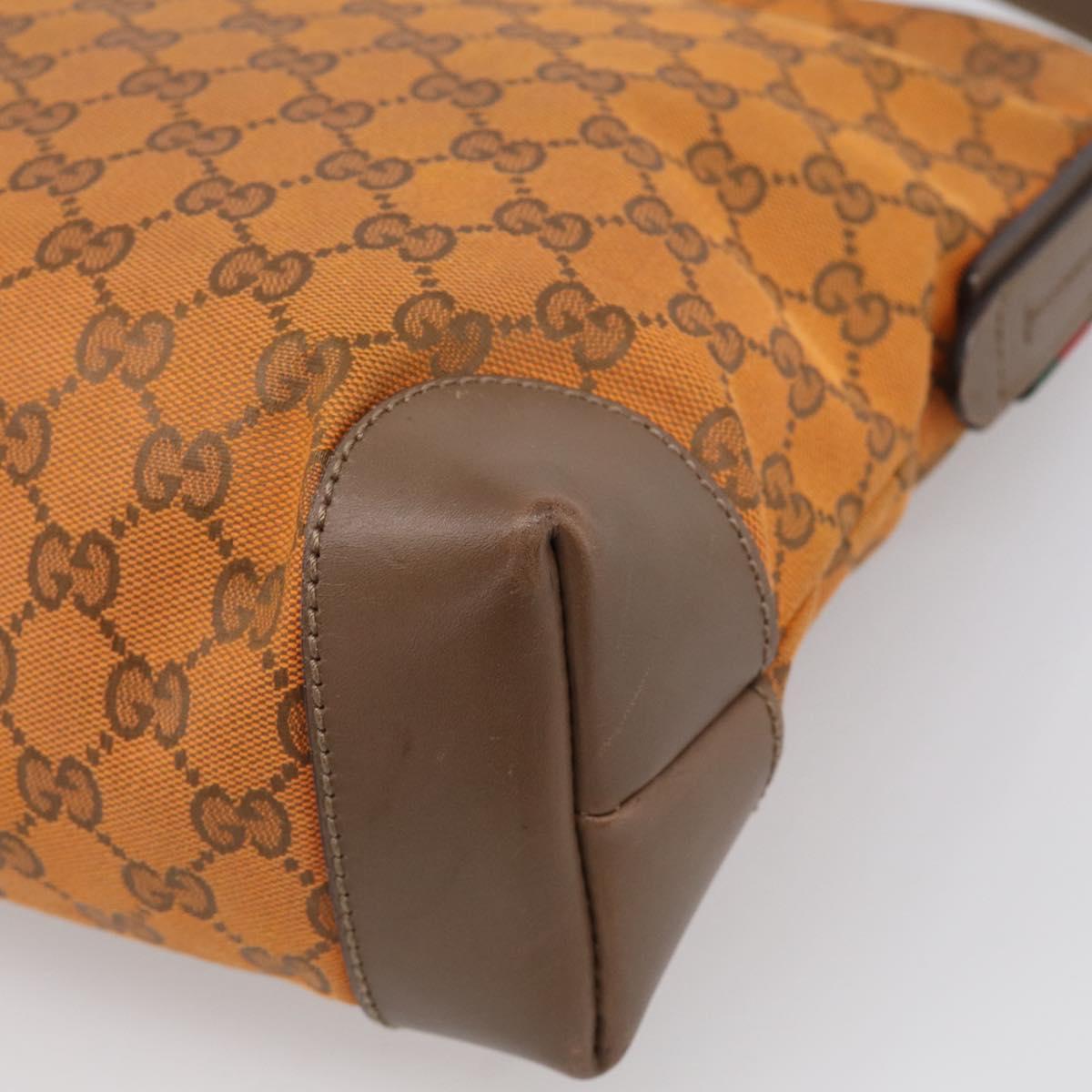 GUCCI GG Canvas Shoulder Bag Orange Gold Tone 337598 Auth BA16781