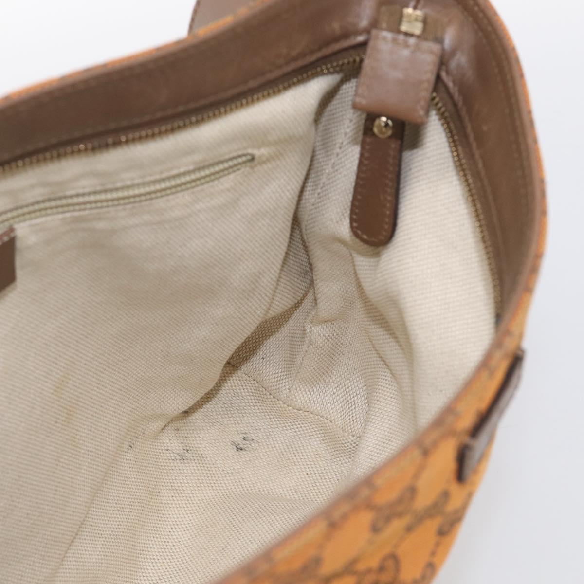 GUCCI GG Canvas Shoulder Bag Orange Gold Tone 337598 Auth BA16781