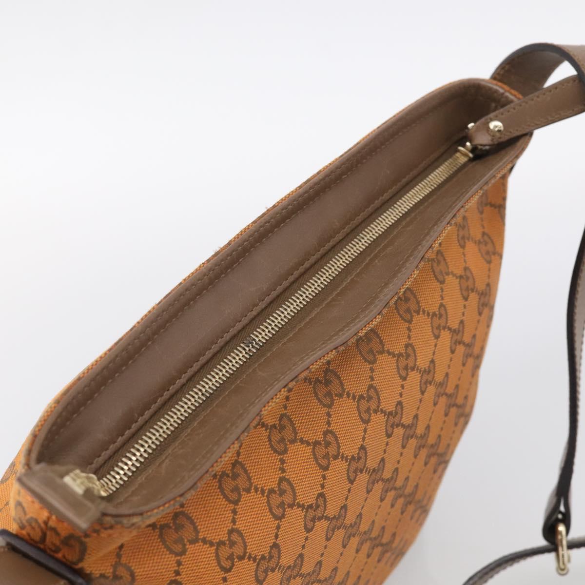 GUCCI GG Canvas Shoulder Bag Orange Gold Tone 337598 Auth BA16781