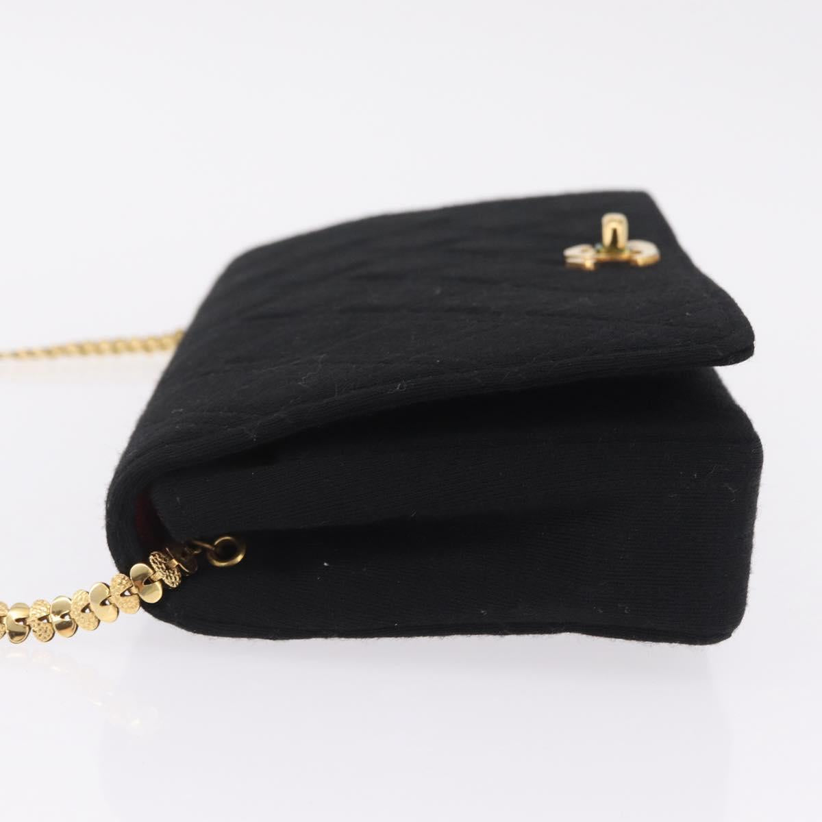 CHANEL Matelasse Shoulder Bag Cotton Black Gold Tone CC Auth BA16783A