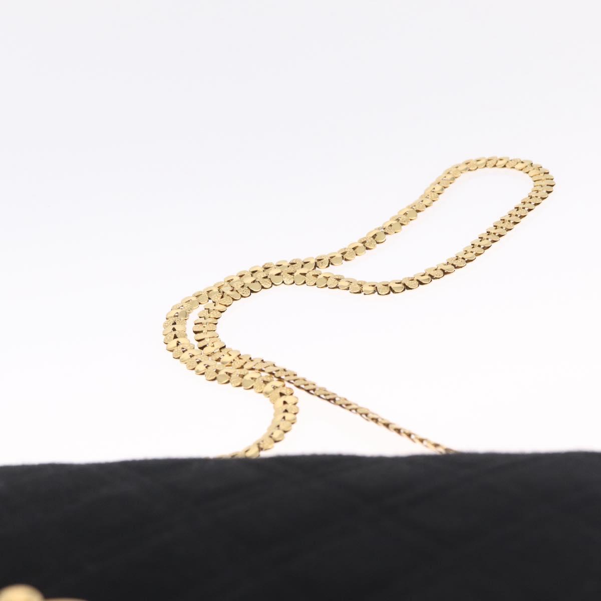 CHANEL Matelasse Shoulder Bag Cotton Black Gold Tone CC Auth BA16783A