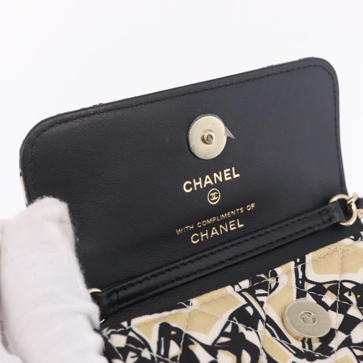 CHANEL Mini Matelasse Chain Shoulder Bag Canvas Beige Gold Tone CC Auth BA16785M