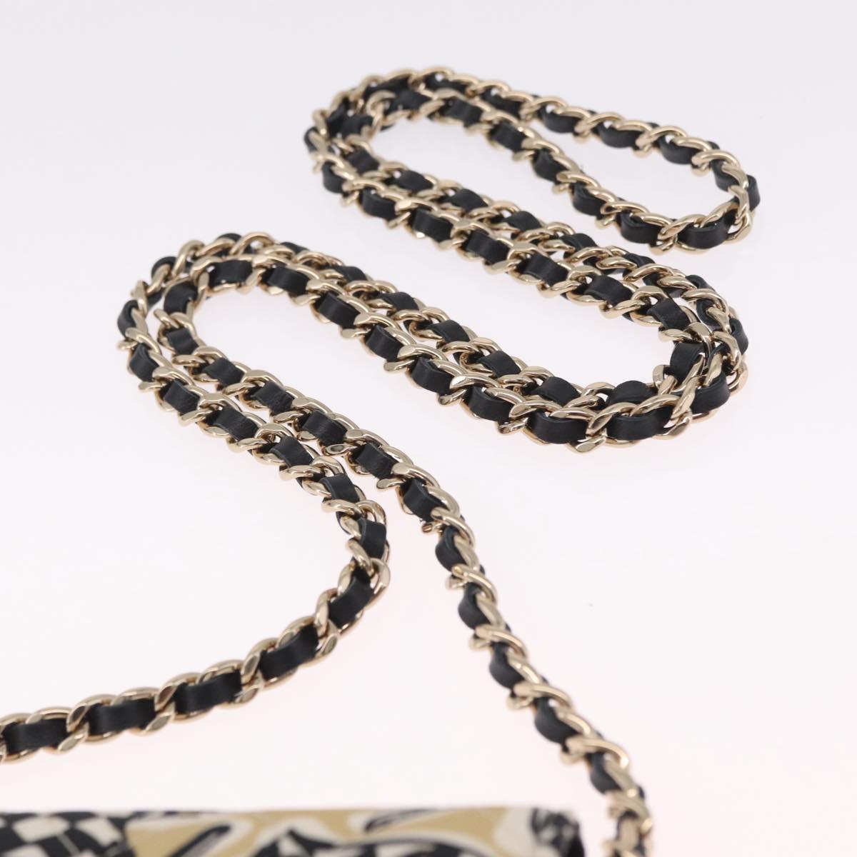 CHANEL Mini Matelasse Chain Shoulder Bag Canvas Beige Gold Tone CC Auth BA16785M