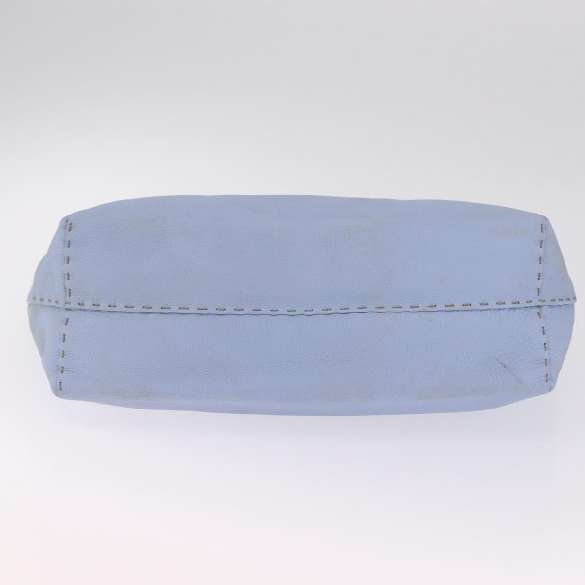 FENDI Celeria Tote Bag Leather Light Blue Silver 8BH088 Auth BA16789