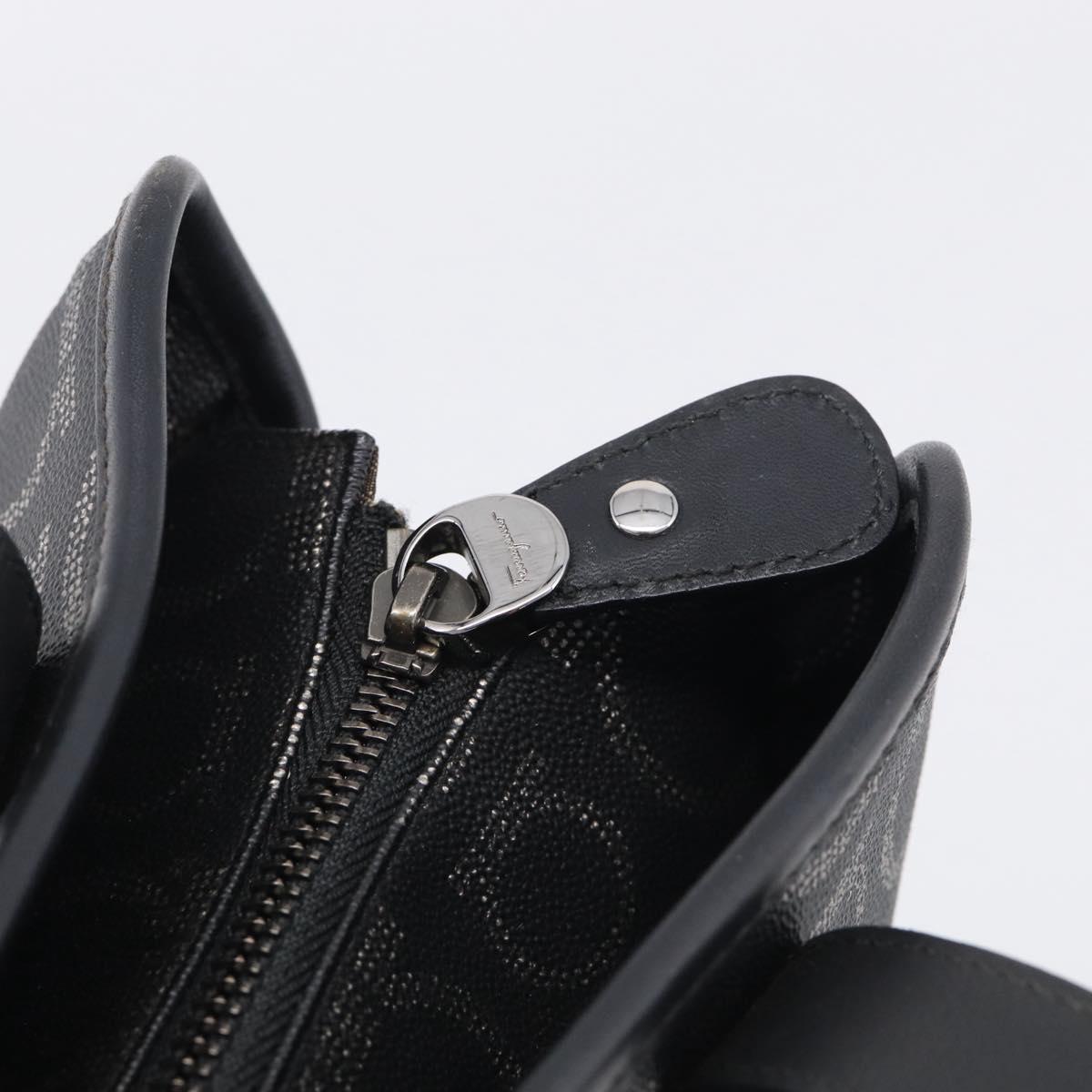 Salvatore Ferragamo Gancini Tote Bag PVC Leather Black Silver Auth BA16796V