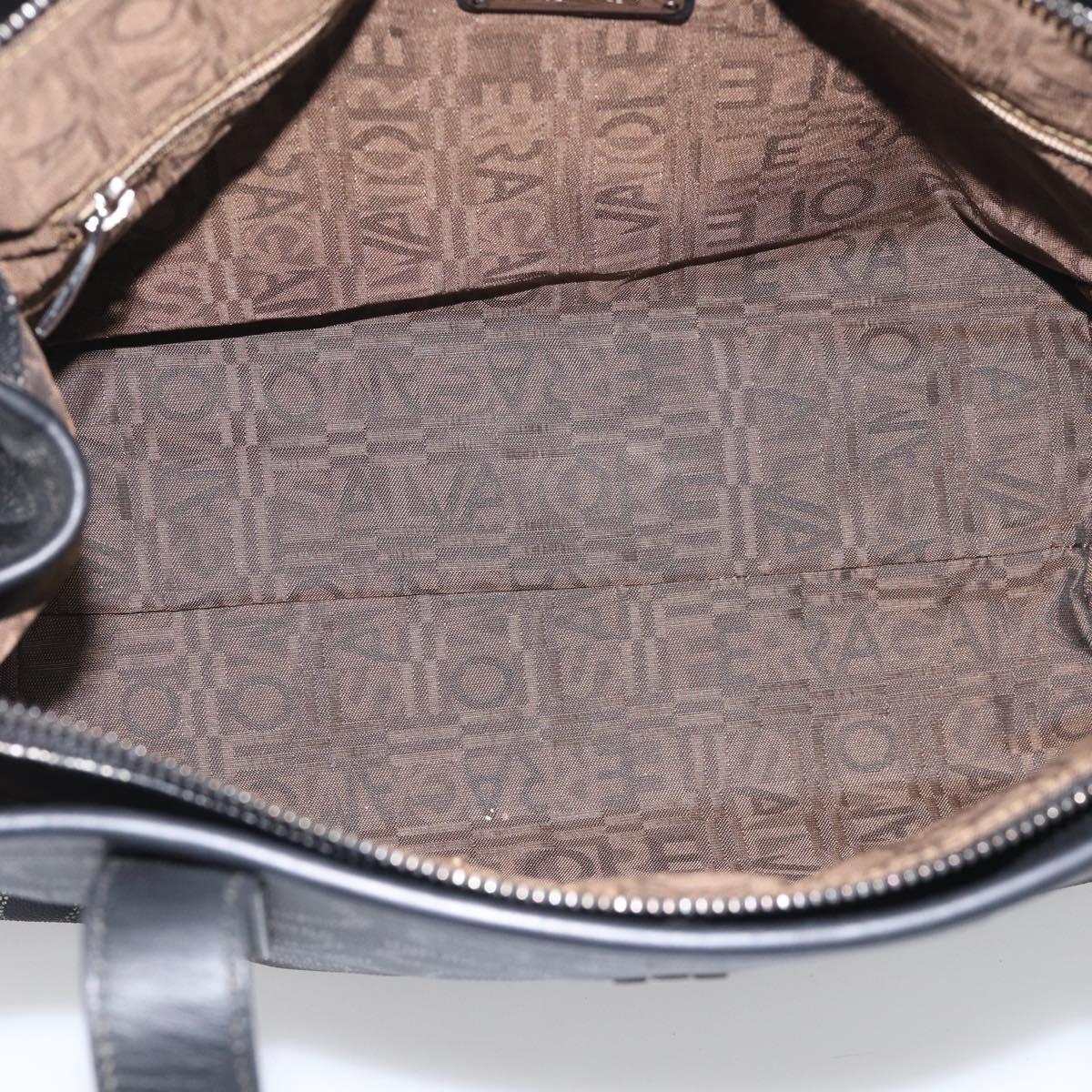 Salvatore Ferragamo Gancini Tote Bag PVC Leather Black Silver Auth BA16796V