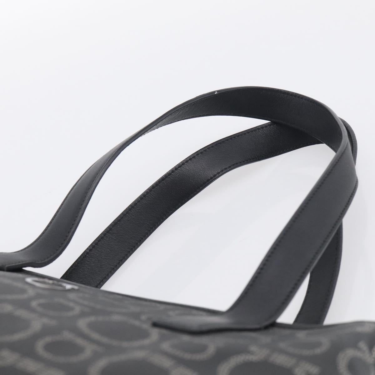 Salvatore Ferragamo Gancini Tote Bag PVC Leather Black Silver Auth BA16796V