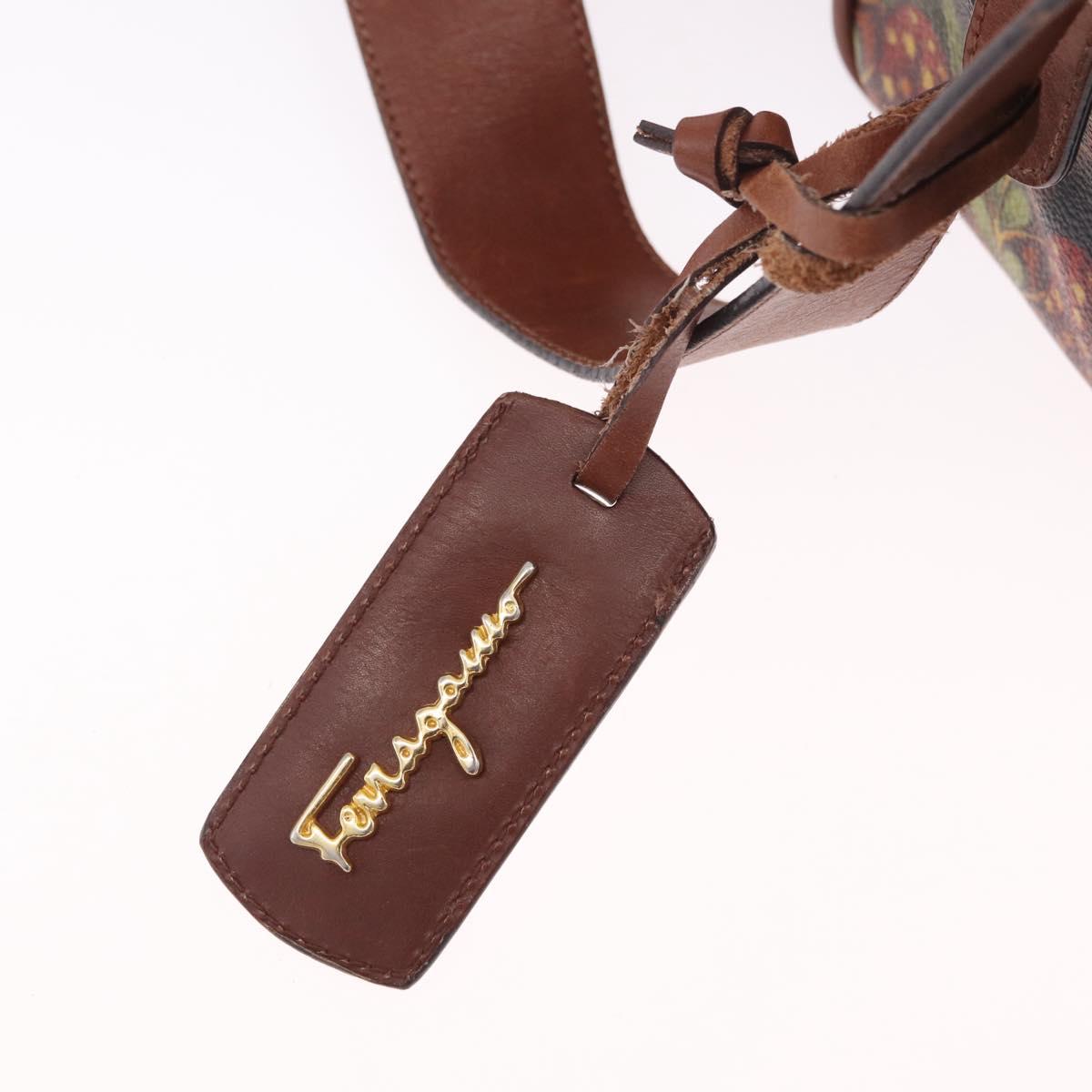 Salvatore Ferragamo Shoulder Bag Leather Brown Gold Tone Auth BA16798