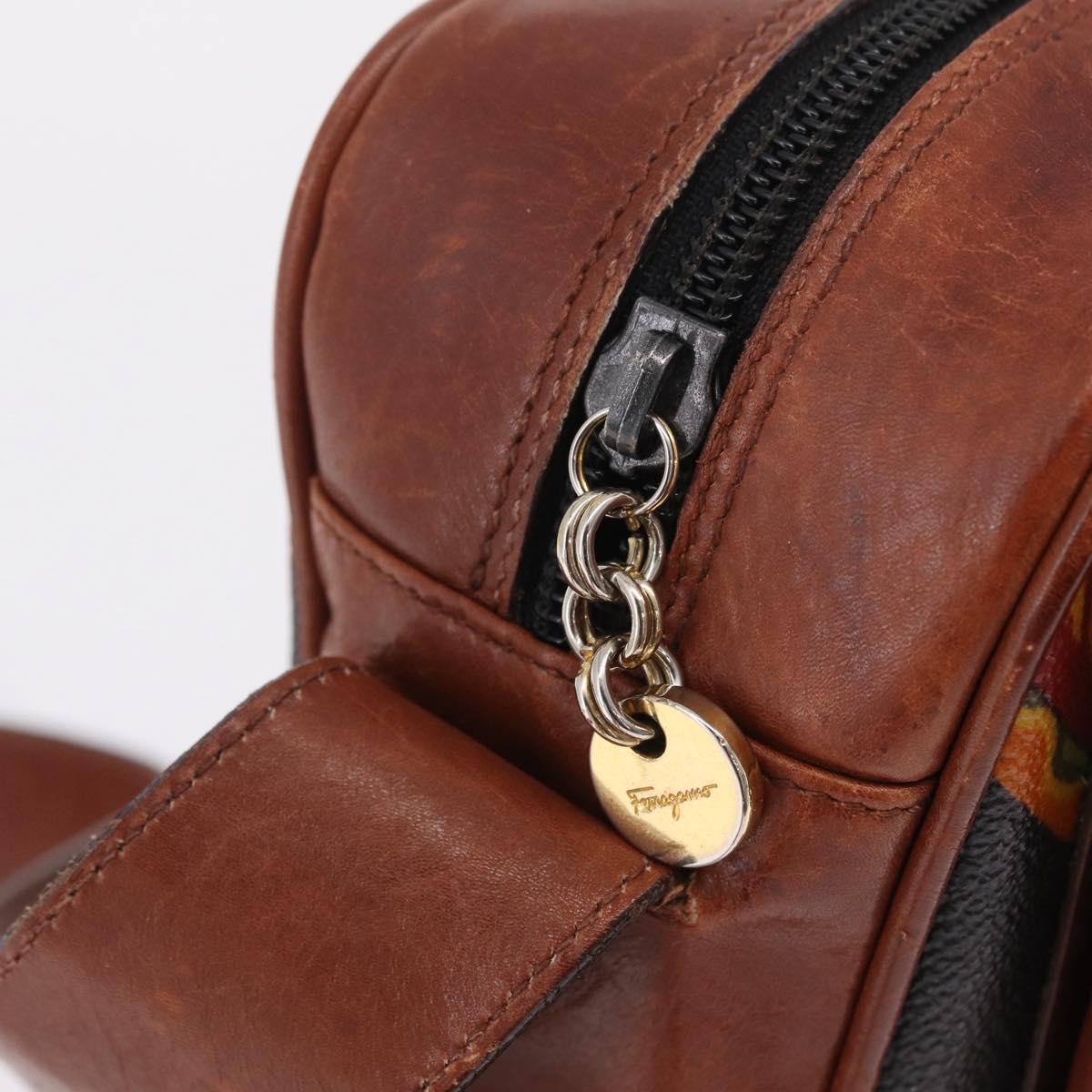 Salvatore Ferragamo Shoulder Bag Leather Brown Gold Tone Auth BA16798