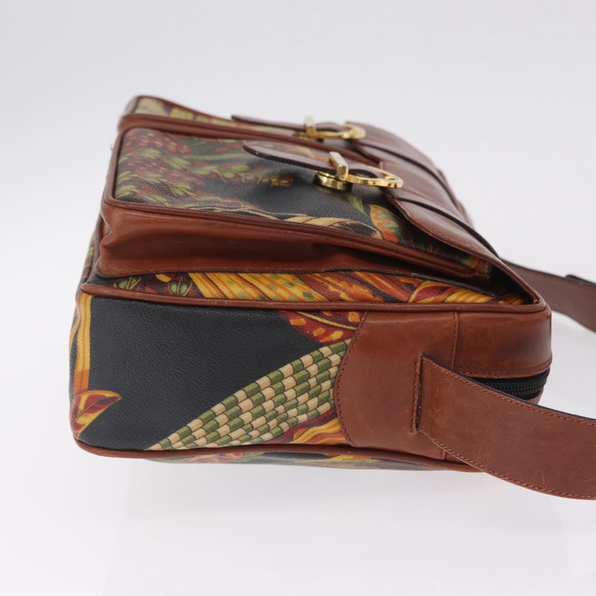 Salvatore Ferragamo Shoulder Bag Leather Brown Gold Tone Auth BA16798
