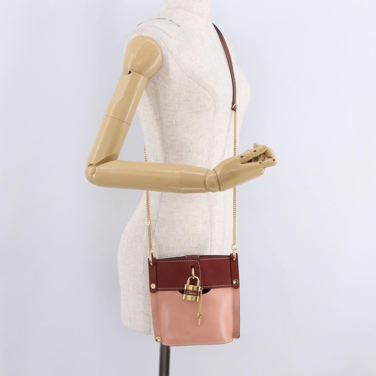 Chloe Abby Rocky Shoulder Bag Leather Pink Gold Tone Auth BA16799A