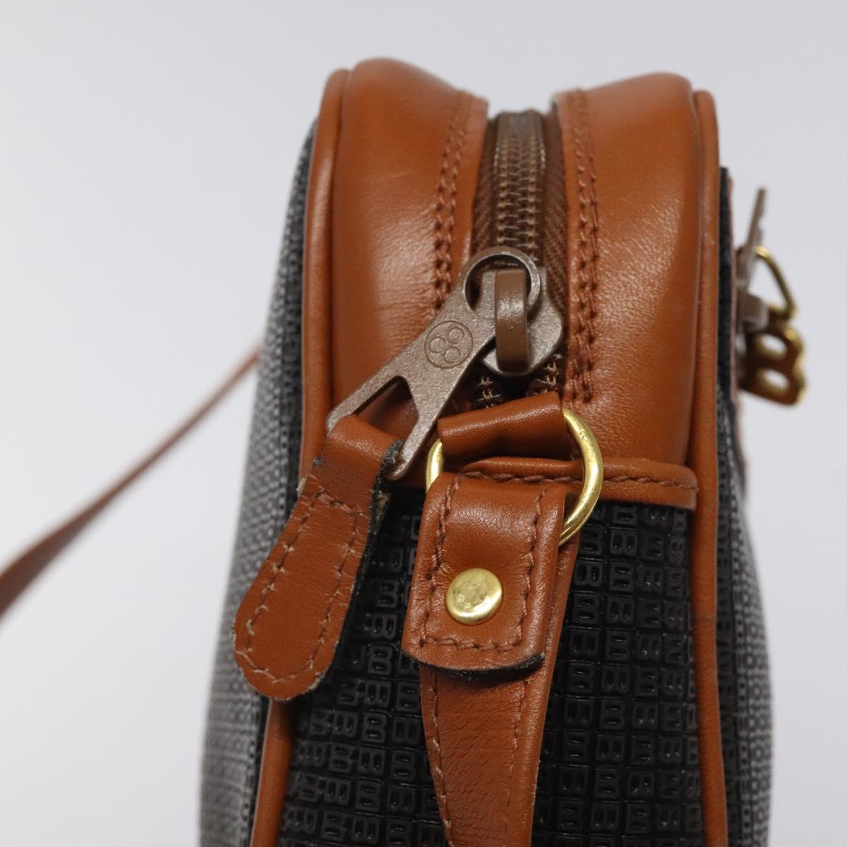BALLY Shoulder Bag PVC Leather Brown Gold Auth BA1680