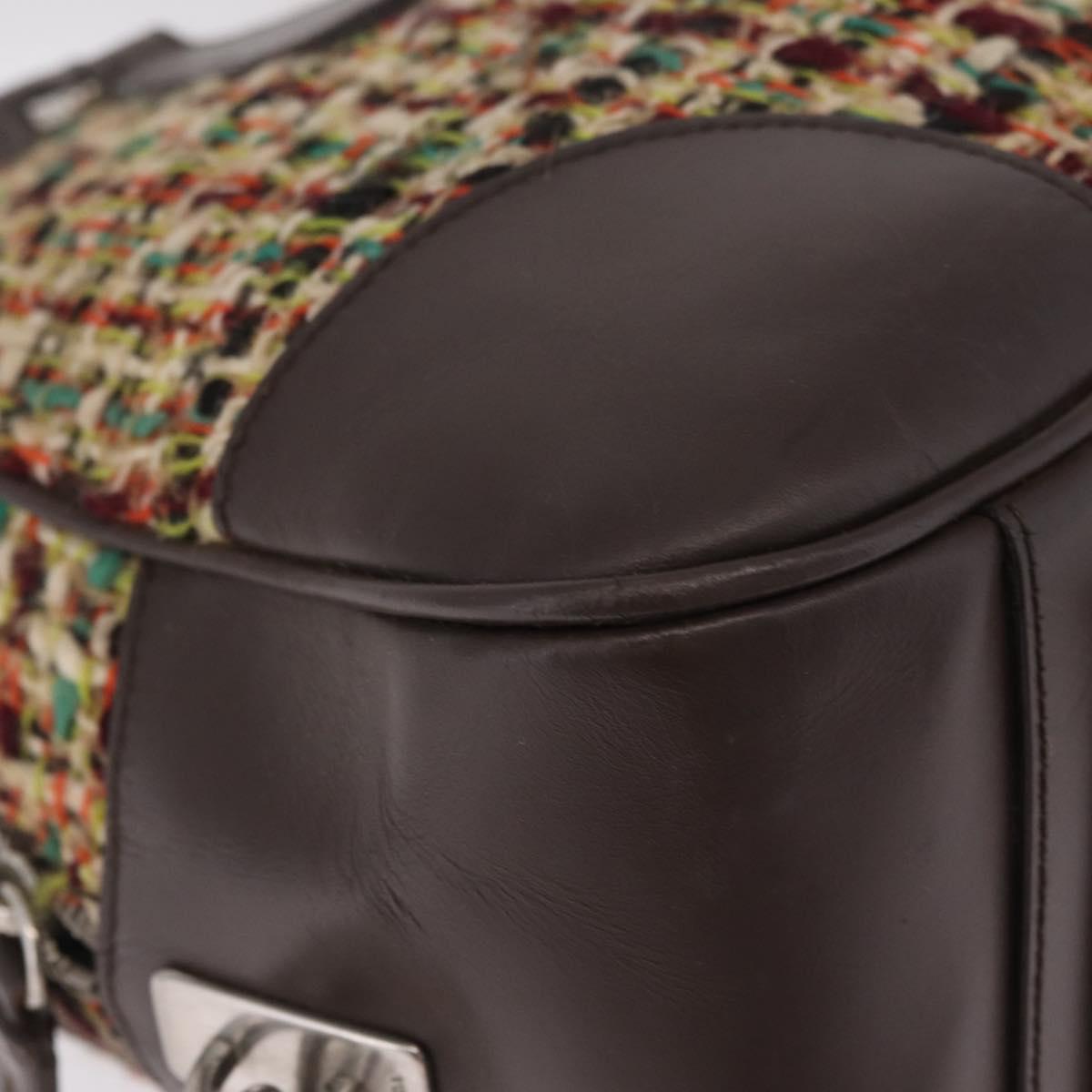 PRADA Tote Bag Tweed Multicolor Silver Auth BA16801