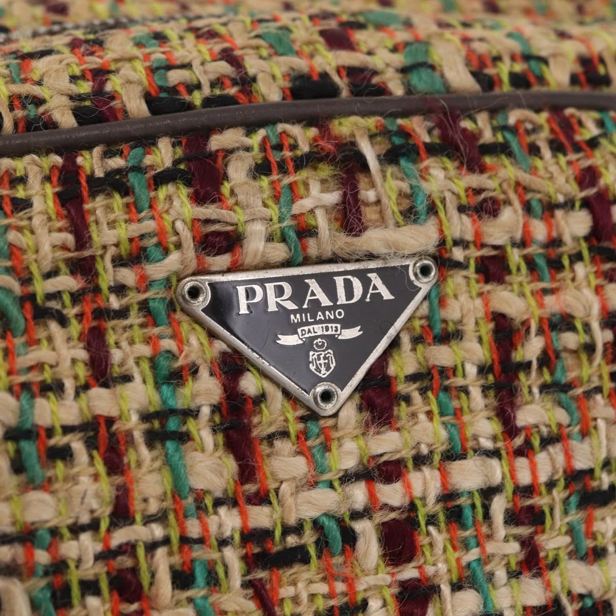 PRADA Tote Bag Tweed Multicolor Silver Auth BA16801